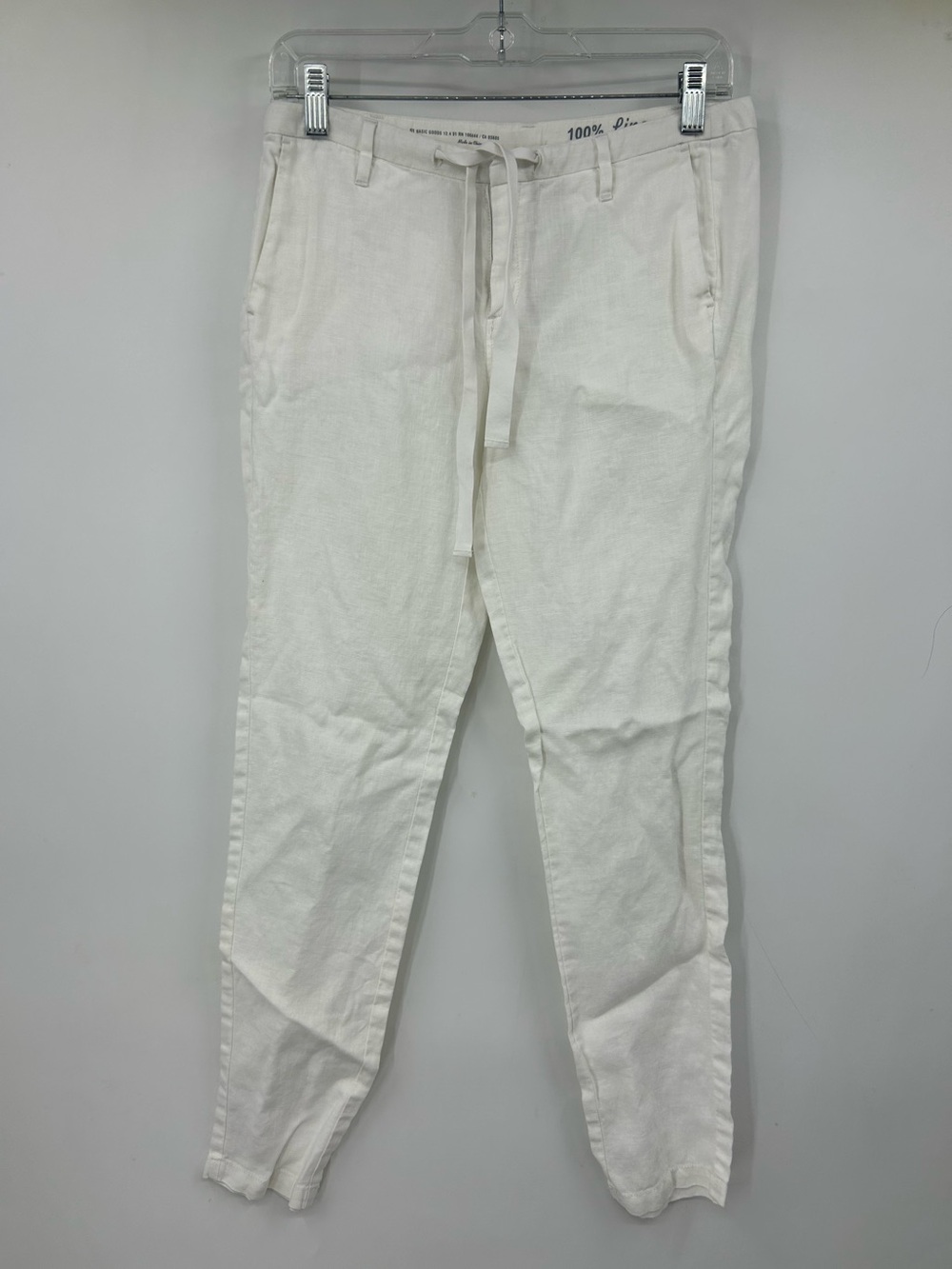 G1 Basic Goods Women’s 100% Linen Pants White Tapered Trousers Size 0